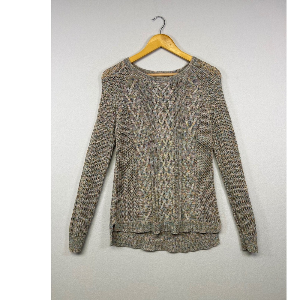 Cottagecore‎ Faded Glory Womens Size M Multicolor Cable Knit High Low Sweater